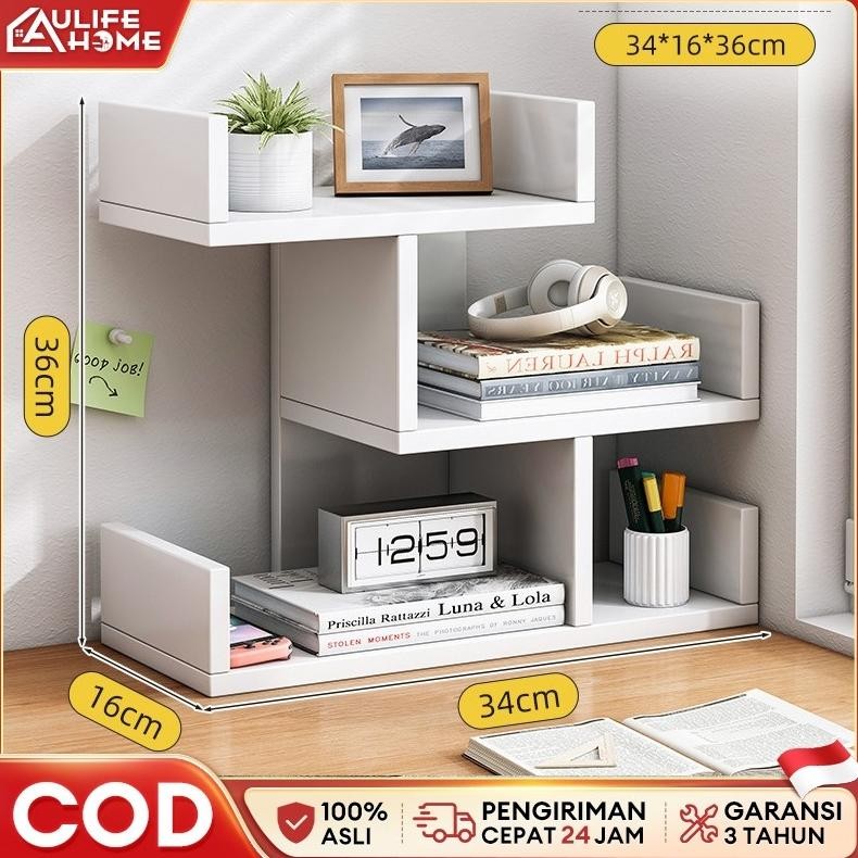 Rak Buku Kayu Meja Mini Rak Susun Serbaguna Rak Desktop Storage Rak Organizer Dengan Laci