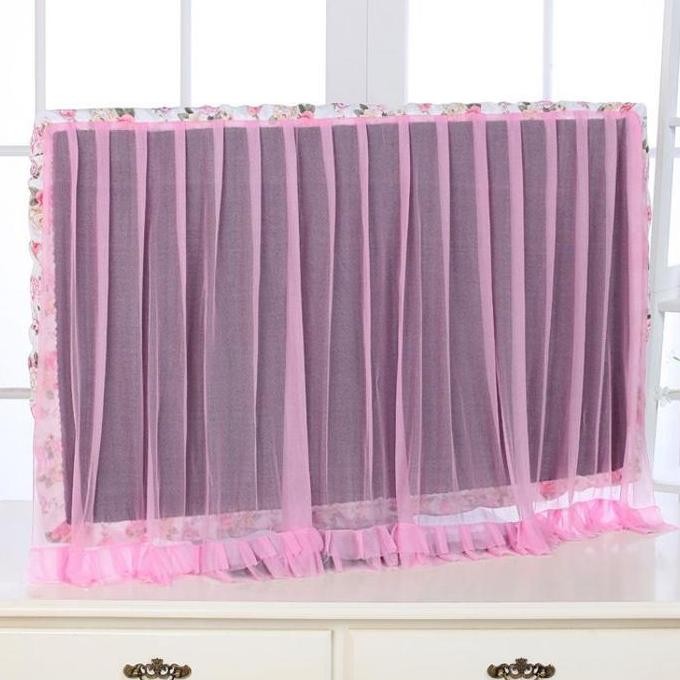 Sale 32"-48" Sarung Penutup Tv Led Renda Anti Debu Cover Tv Bahan Kain Lembut Elastis