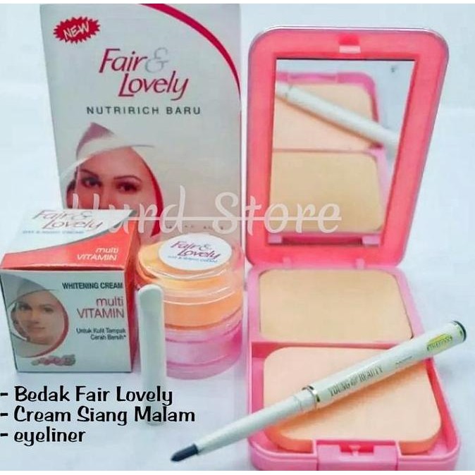 SIAP KIRIM PAKET MAKE UP 3 IN 1 TERMURAH - FAIR AND LOVELY CREAM + BEDAK + EYELINER LENGKAP