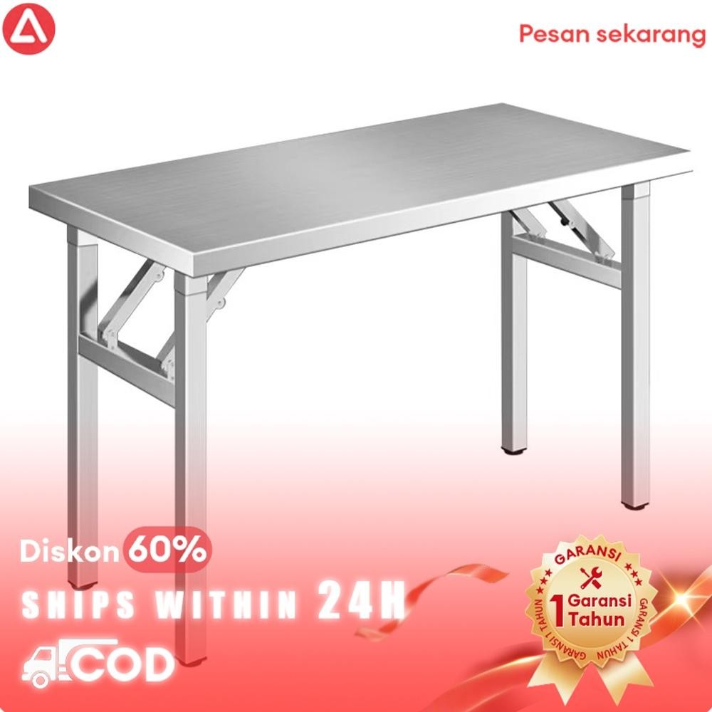 Meja Lipat Stainless Meja Lipat Portable Meja Pelatihan Serbaguna Meja Bar Dapur Lipat Meja Belajar 