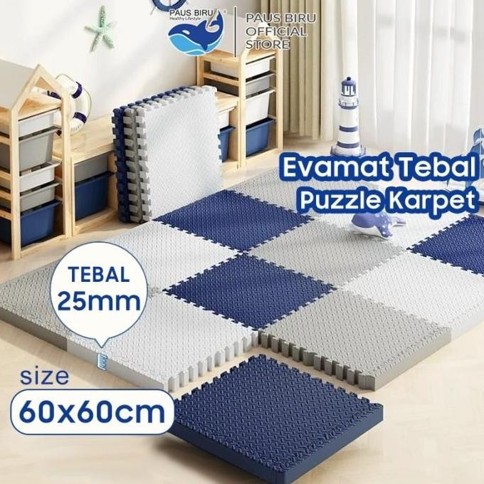 Paus Biru - Matras Evamat 60x60cm Ketebalan 25mm Matras Puzzle Karpet Alas Lantai Lembut B23 D3V