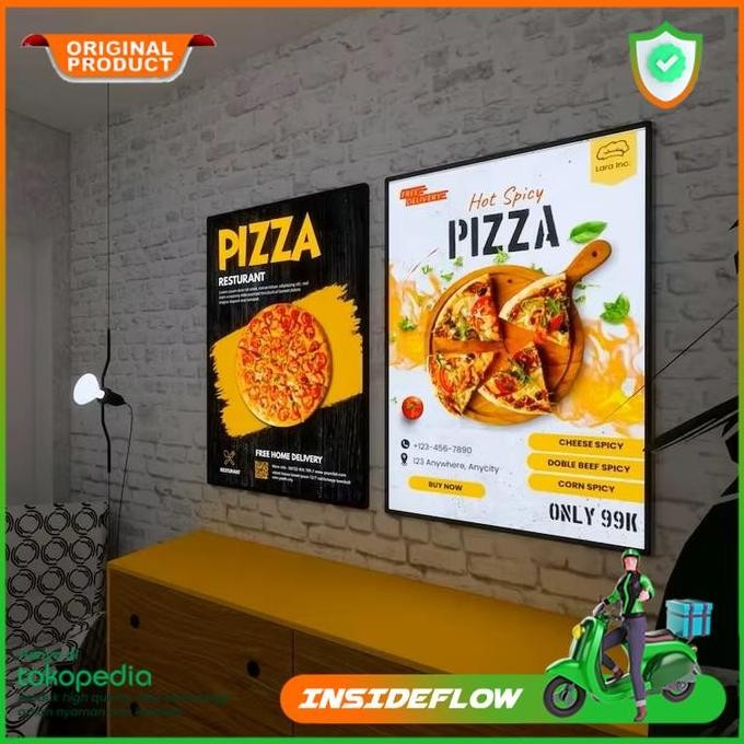 

ready stock !!! Slim Light Box Promosi / Display Poster LED / Frame Led Neon Box Display Marketing Dinding Magnetic