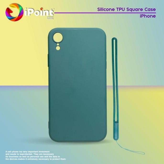 Case iPhone XR Lanyard Square Logo Silicone Lens Protection + Bludru