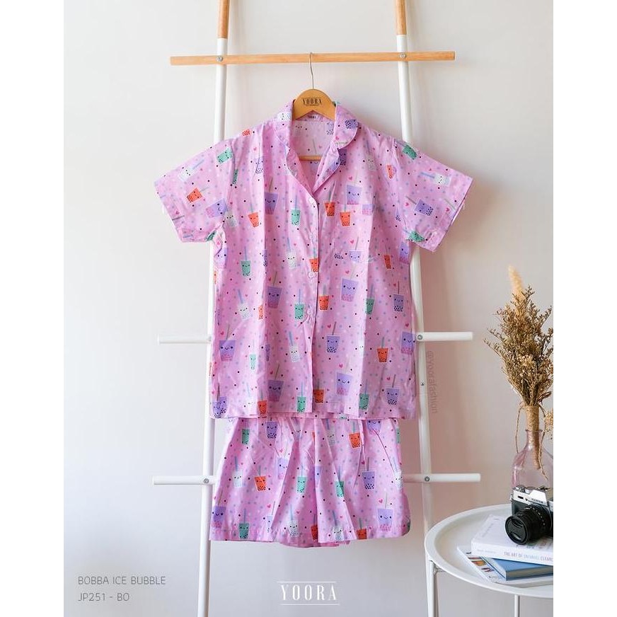 baru [MyYoora] Bobba Ice Short Set Piyama Pajamas Daster Wanita JP251 JP252