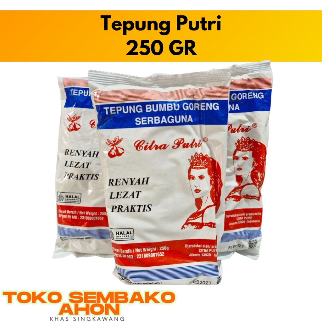 

Tepung Bumbu Goreng Ayam Serba Guna cap Citra Putri 250 gram / TEPUNG PUTRI / TEPUNG SERBAGUNA / TEPUNG SERBA GUNA / Tepung Citra Putri 250gr / Bumbu Ayam Goreng Instan