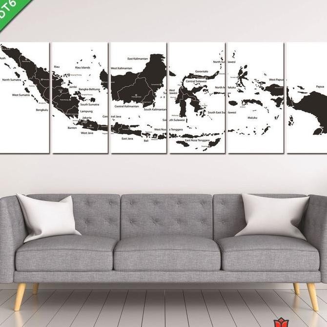 Pajangan Dinding Dekorasi Rumah Seri Peta Indonesia 90X30Cm 6Pcs Jumbo/ Peta Indonesia/ Peta/ Map/ H