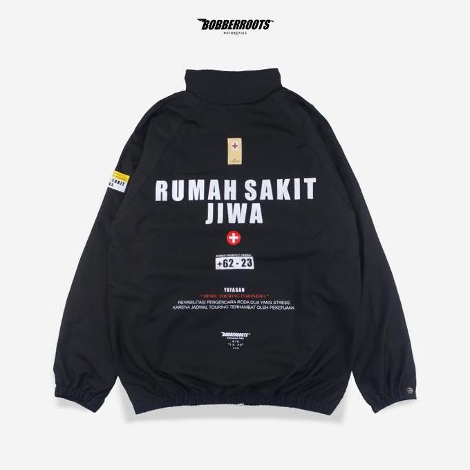 WINDBREAKER JACKET RSJ White Zip. Black. Bobberroots Jackets