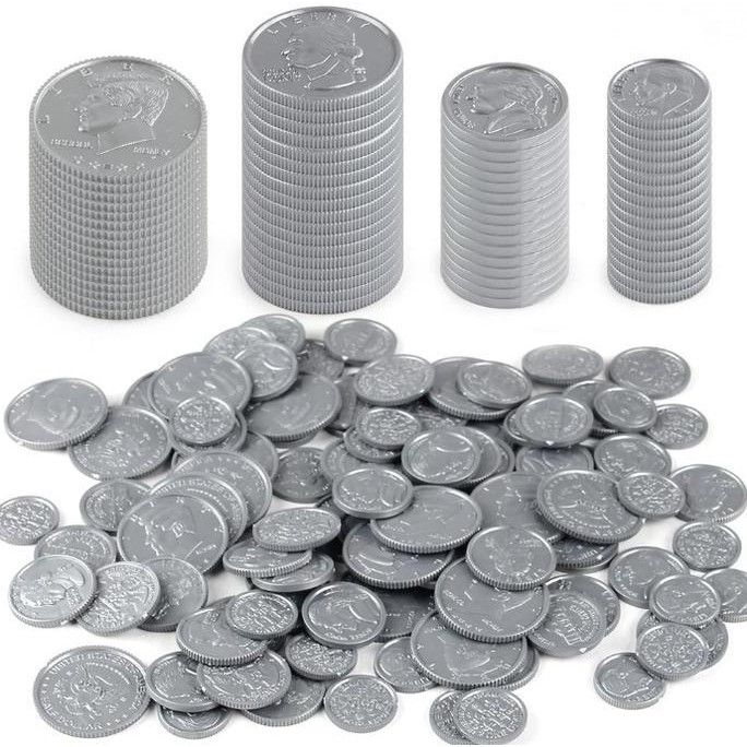 [original] koin dollar amerika plastik props board game aksesoris permainan 100 pcs [terlaris] [terb