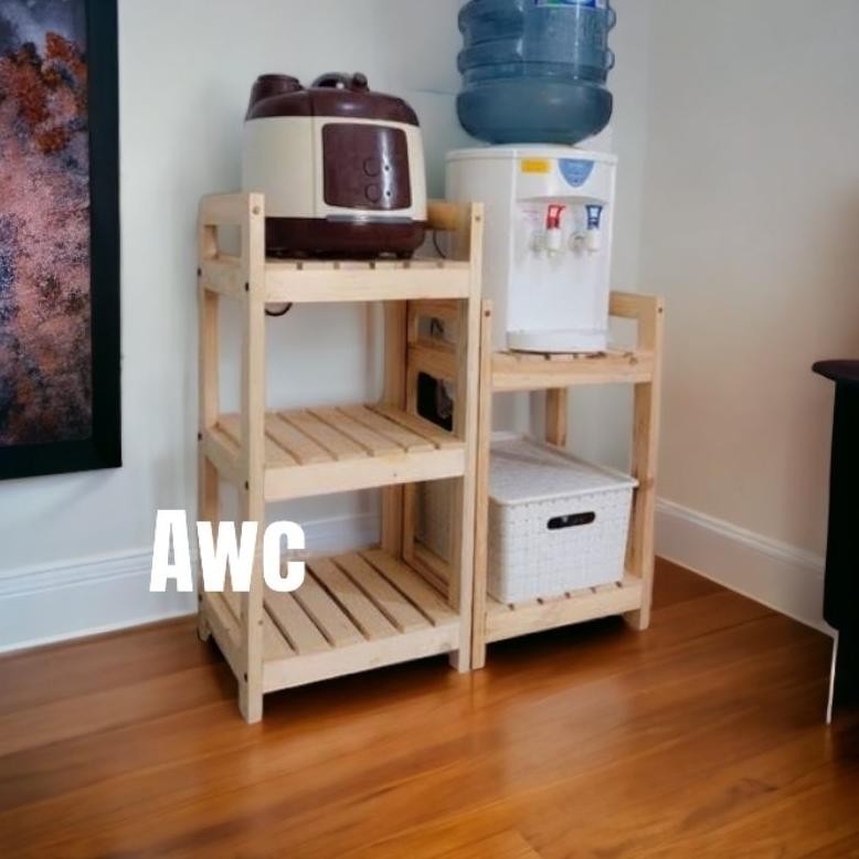 Rak Dispenser / Rak Rice Cooker / Rak Akuarium / Rak Kayu Susun 3 / Rak Kayu Susun 2 / Meja Dispense