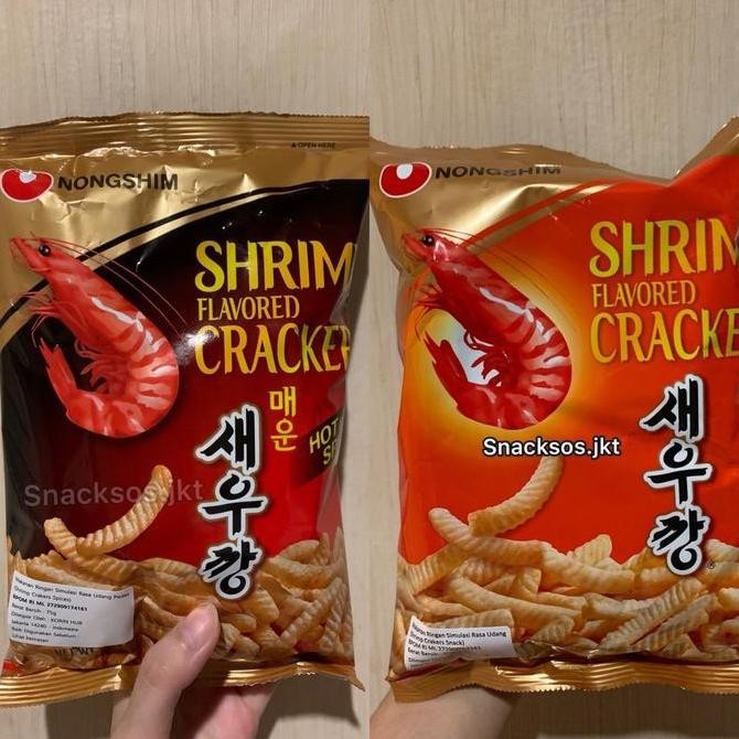 

Nongshim Shrimp Flavored Cracker Original / Hot&Spicy 75gr - Korean Snack Rendah lemak