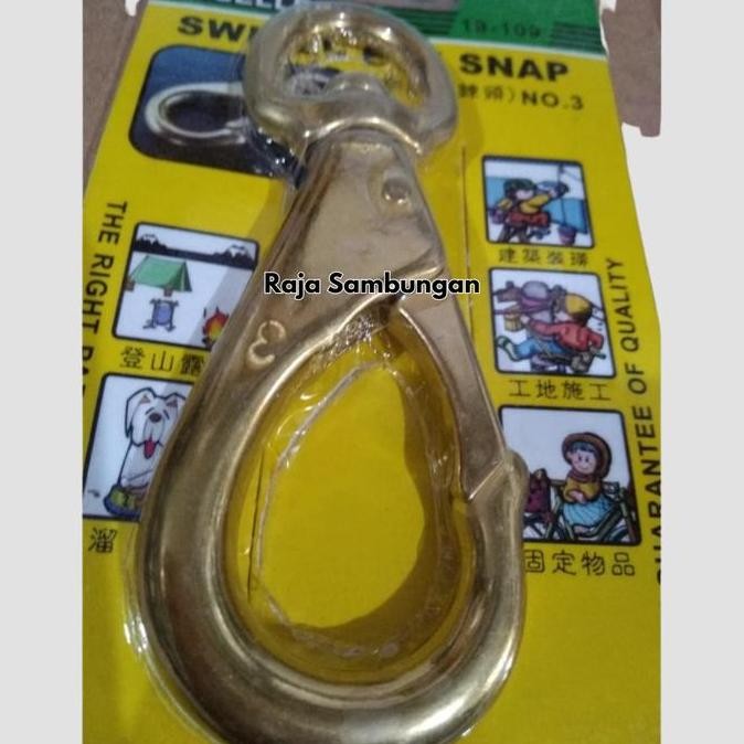 Terlaris Swivel Eye Snap No 3 Kuningan Kuat Beban Maximal 200 Kg Jepitan Pengait Rantai Seling Sling