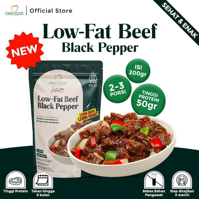 

Low-Fat Beef Black Pepper [Makanan Instant Sehat Siap Saji , Tanpa Bahan Pengawet, Tahan Hingga 6 Bulan Suhu Ruang]