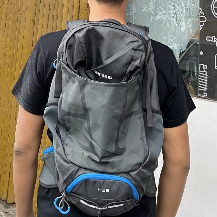 Part Sepeda Backpack Shimano H32 Graphite Lightning Blue 32 Liter Abu Tas Carrier