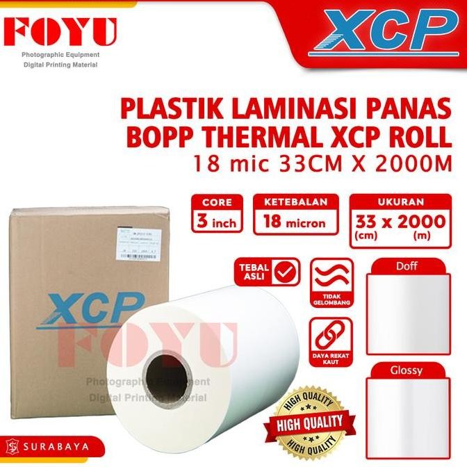 

Promo Plastik Laminasi Panas BOPP Thermal XCP Roll 18 mic 33CM x 2000M Mesin COD