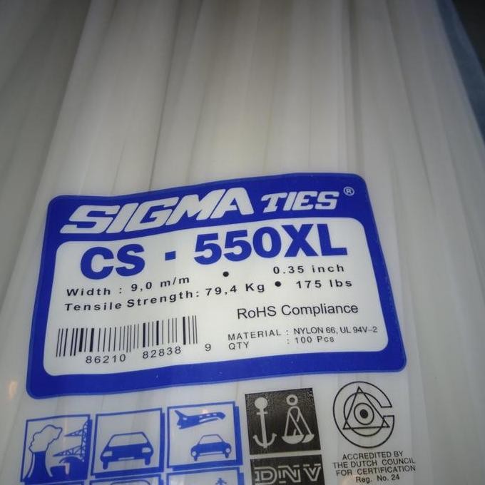 

KABEL TIES SIGMA CS 550 XL, PANJANG 55 CM LEBAR 9 MM ISI 100 PCS PUTIH