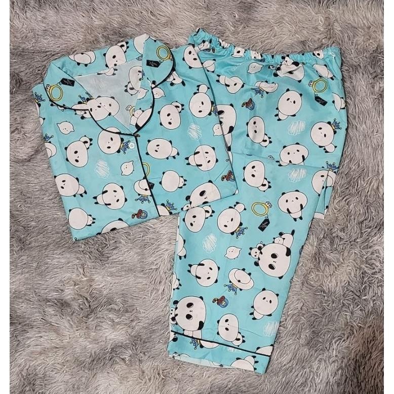 Setelan Baju Tidur Motif Panda Gemoy Piyama Wanita Cewek Kekinian