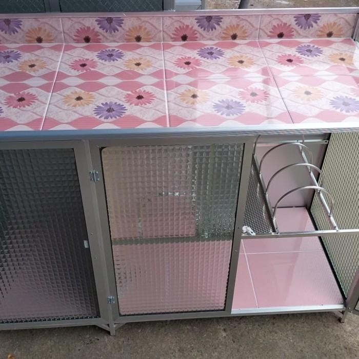 Rak Dapur  Piring Kaca /Meja Kompor 2 Tungku/ Rak Kompor 3 Pintu