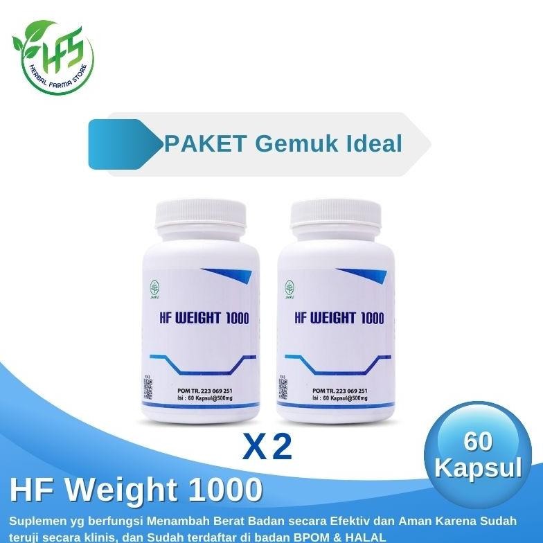 HF - PAKET 2 PCS Weight 1000 Suplemen Penggemuk Badan Mass Gainer 60 Kapsul DiM