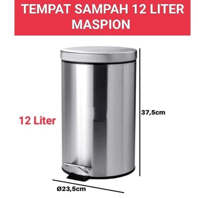 Stok Sj Tempat Sampah Injak 12 Liter /Tempat Sampah Stainless/Pedal Bin 12 Ltr