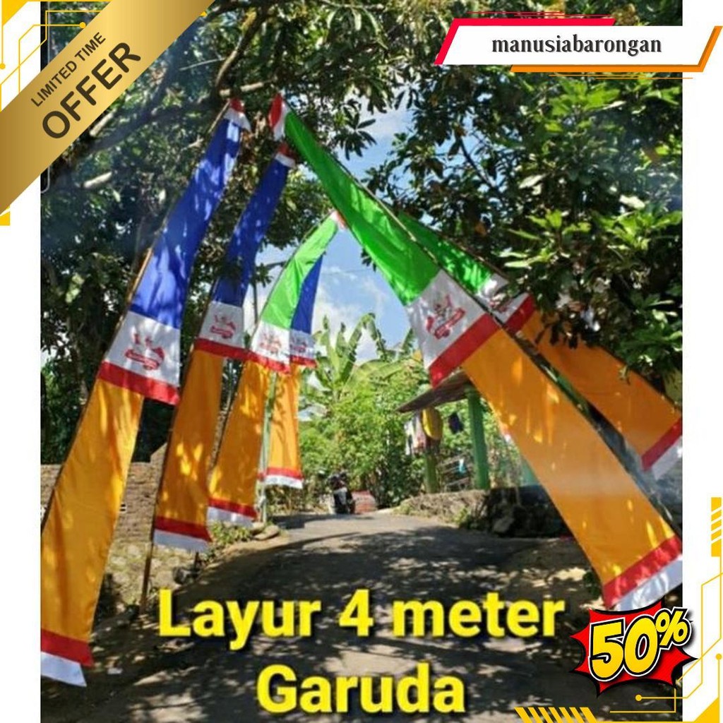 Bendera Umbul-Umbul Merah Putih Garuda 3M 4M Cod