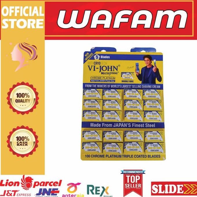 Pisau Silet Vi-John Chrome Platinum Barber Pangkas Salon Isi 100Pcs