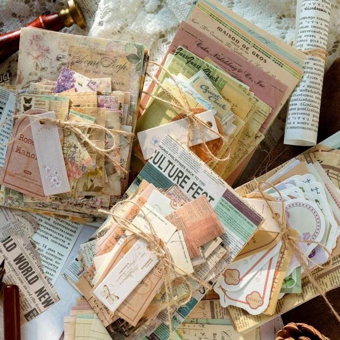 

new !!! 100 Pcs Scrapbook Kit Journalling Material Paper Kertas Vintage Craft