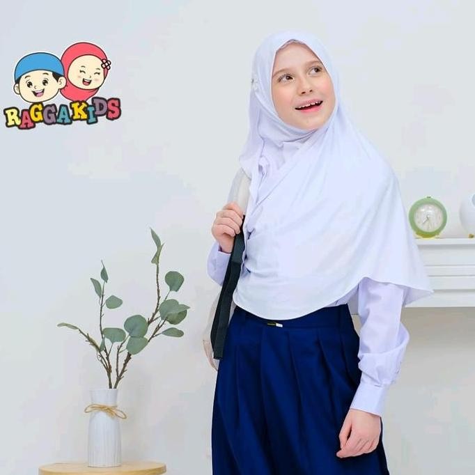 HIJAB ZAARA - JILBAB SEKOLAH ANAK SD MI SMP / KERUDUNG SEKOLAH PUTIH RAGGAKIDS BAHAN SOFT JERSEY NYA