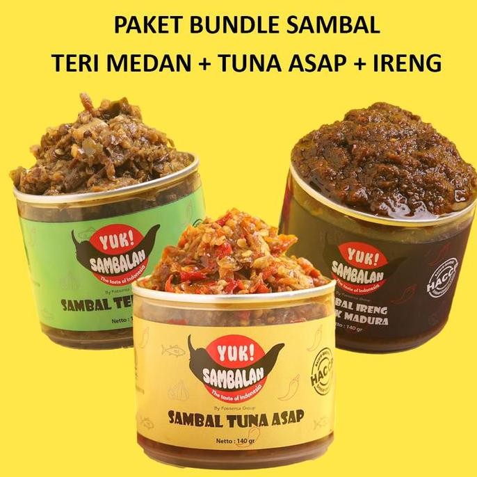 

YukSambalan - PAKET 3 Sambal - Teri Medan + Tuna Asap + Ireng Bebek