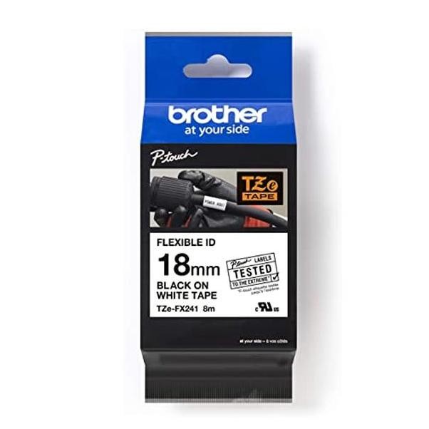 

Brother Label Tape Tze-Fx241 18Mm Flexible Black On White New Stok