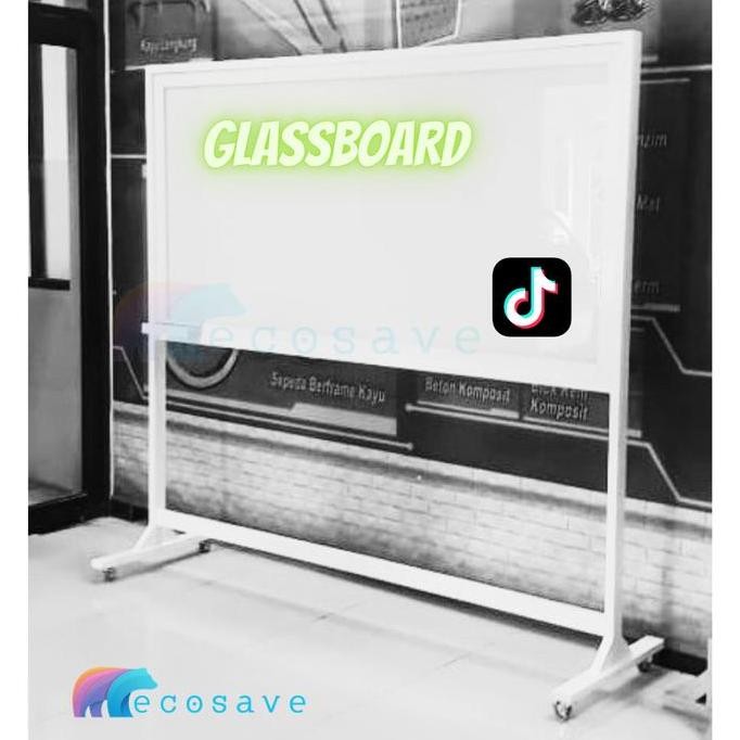 

TERMURAH - Glassboard Standing Papan Tulis Kaca Magnetik Whiteboard Custom EcoSave