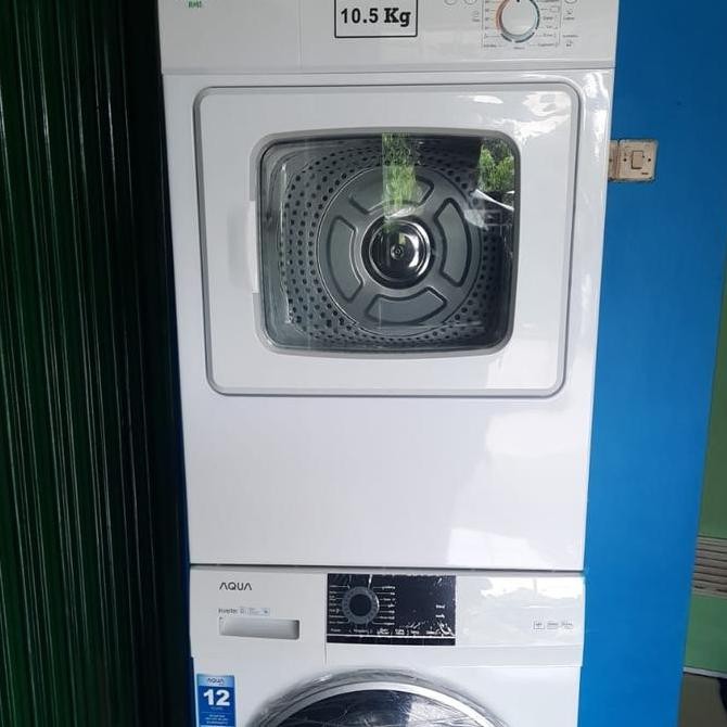 TERBARU - Stack mesin cuci Aqua 8,5 kg dan Dryer Galanz/Dryer Mr.Spin Gas