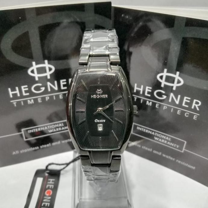 JAM TANGAN HEGNER 1663 HW 1663 WANITA FULL BLACK LIST SILVER ORIGINAL