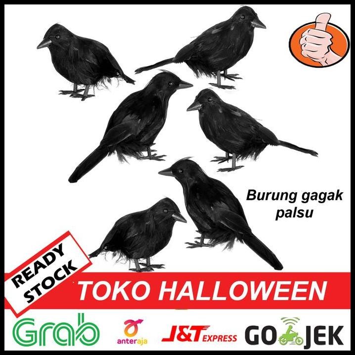 burung gagak hitam palsu dekorasi hiasan halloween crow bird