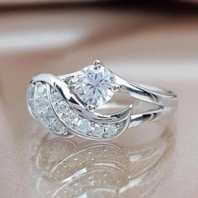 Termurah - Cincin Wanita Bunga Kristal Berlian Lapis Emas Imitasi Zircon Ori C323
