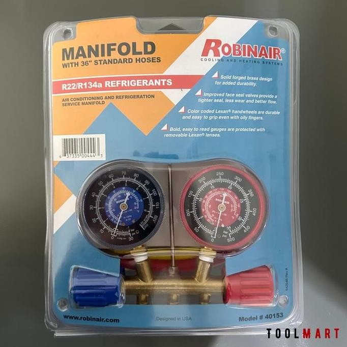 baru manifold ac r22 r134a robinair 40153 - alat ukur tekanan refrigerant