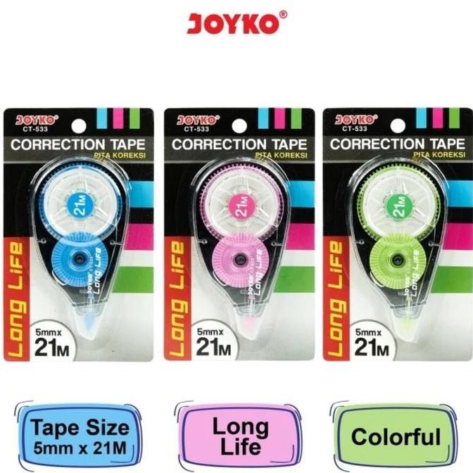 

CORRECTION Tipex Roll 21M JOYKO CT533 / TIPE EX Kering / Tip X Kertas JS