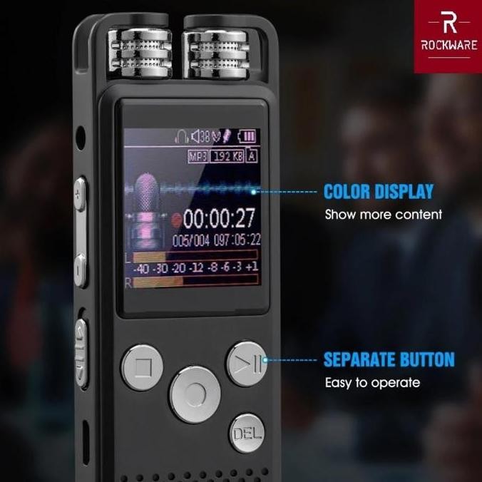 Rockware Rw-Avr01 - Professional Audio Voice Recorder 8Gb - Dual Mic Best Seller
