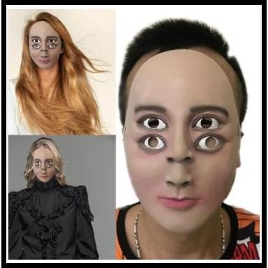 TOPENG LUCU KOCAK UNIK  HALLOWEEN EMPAT MATA DUA HIDUNG ILUSI