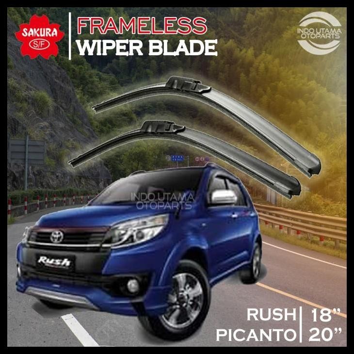 TERBARU WIPER FRAMELESS RUSH PICANTO KARET KACA MOBIL SAKURA 