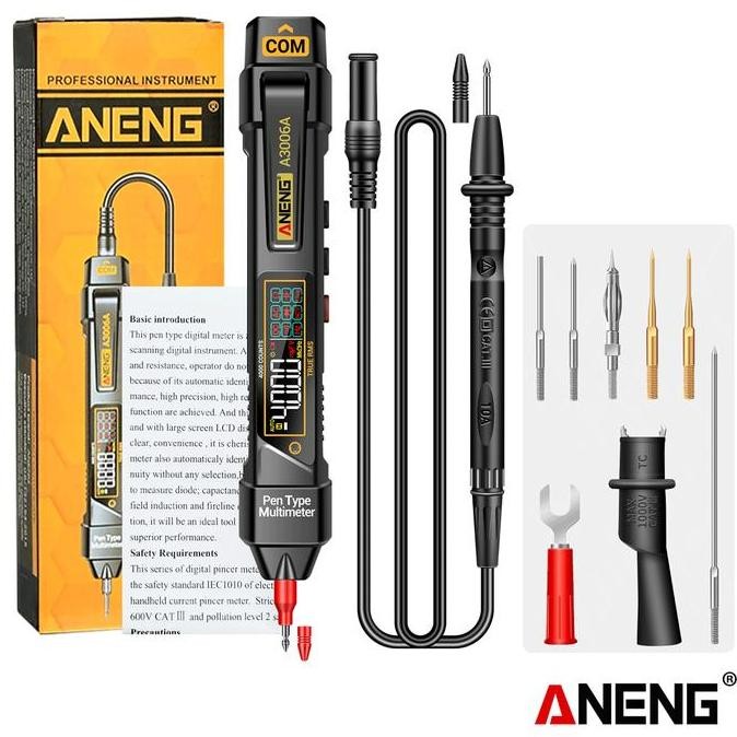 baru multimeter digital aneng a3006a pro ac dc 4000 counts non-contact tester