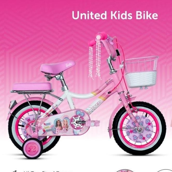 SALE SEPEDA ANAK UNITED BARBIE 12 16 18 INCH - CEWEK USIA 2-8 TAHUN SNI KERANJANG BESI