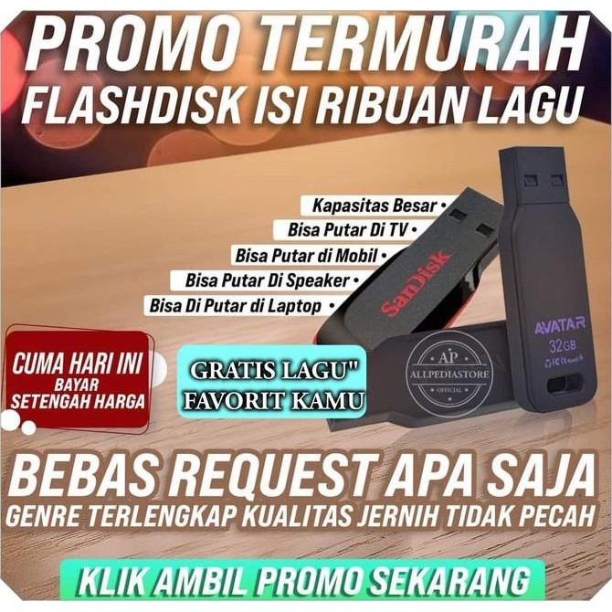 Flashdisk 16Gb Flashdisk Audio Mobil - Speaker Bluetooth - Laptop Dll Bag 1 Hemat