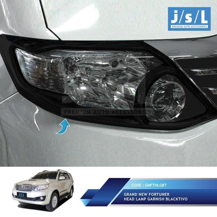 siap kirim garnish lampu depan toyota grand fortuner 2014 2015 blacktivo - aksesoris lampu headlamp