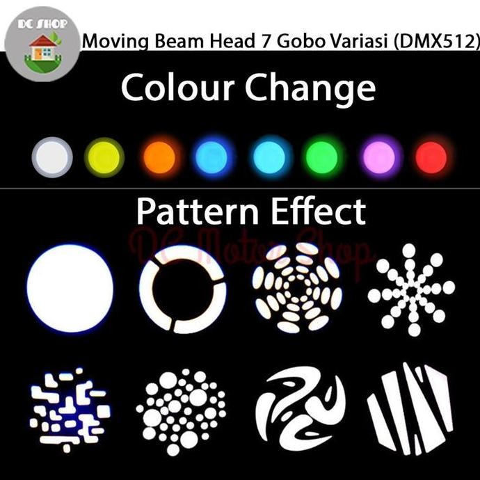 Mini Beam Moving Head Moving Beam Lampu Panggung 7 Gobo Variasi Dmx512