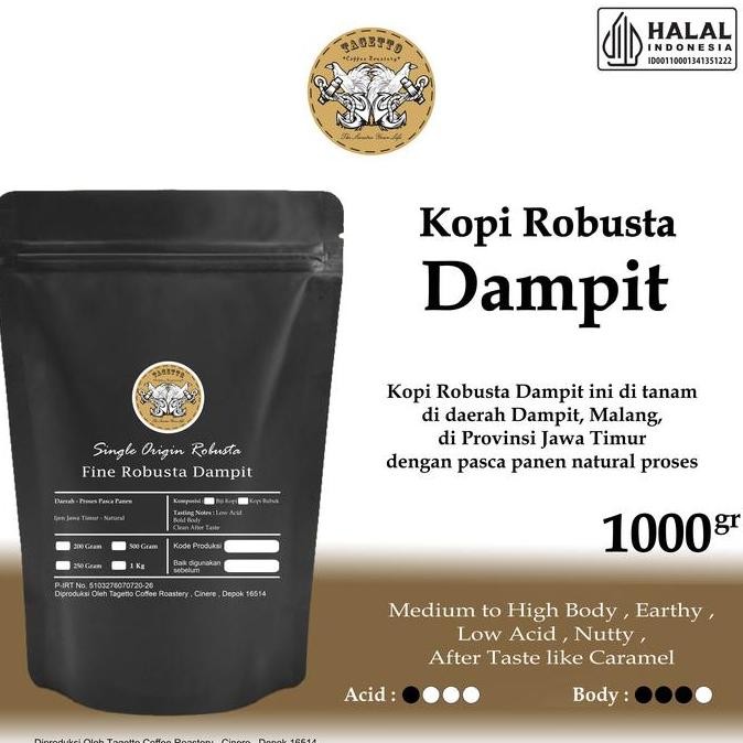 

READY BIJI KOPI FINE ROBUSTA DAMPIT 1KG | TAGETTO COFFEE ROASTED & BUBUK