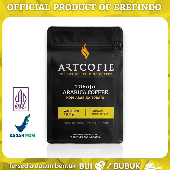 

READY ARTCOFIE KOPI TORAJA ARABIKA 200G - BIJI ATAU BUBUK KOPI SPECIALTY POUCH