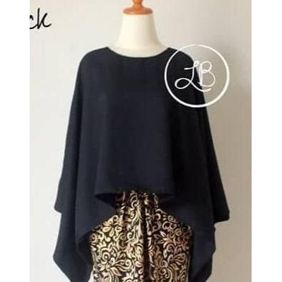 Kebaya Modern Atasan Batwing Hitam