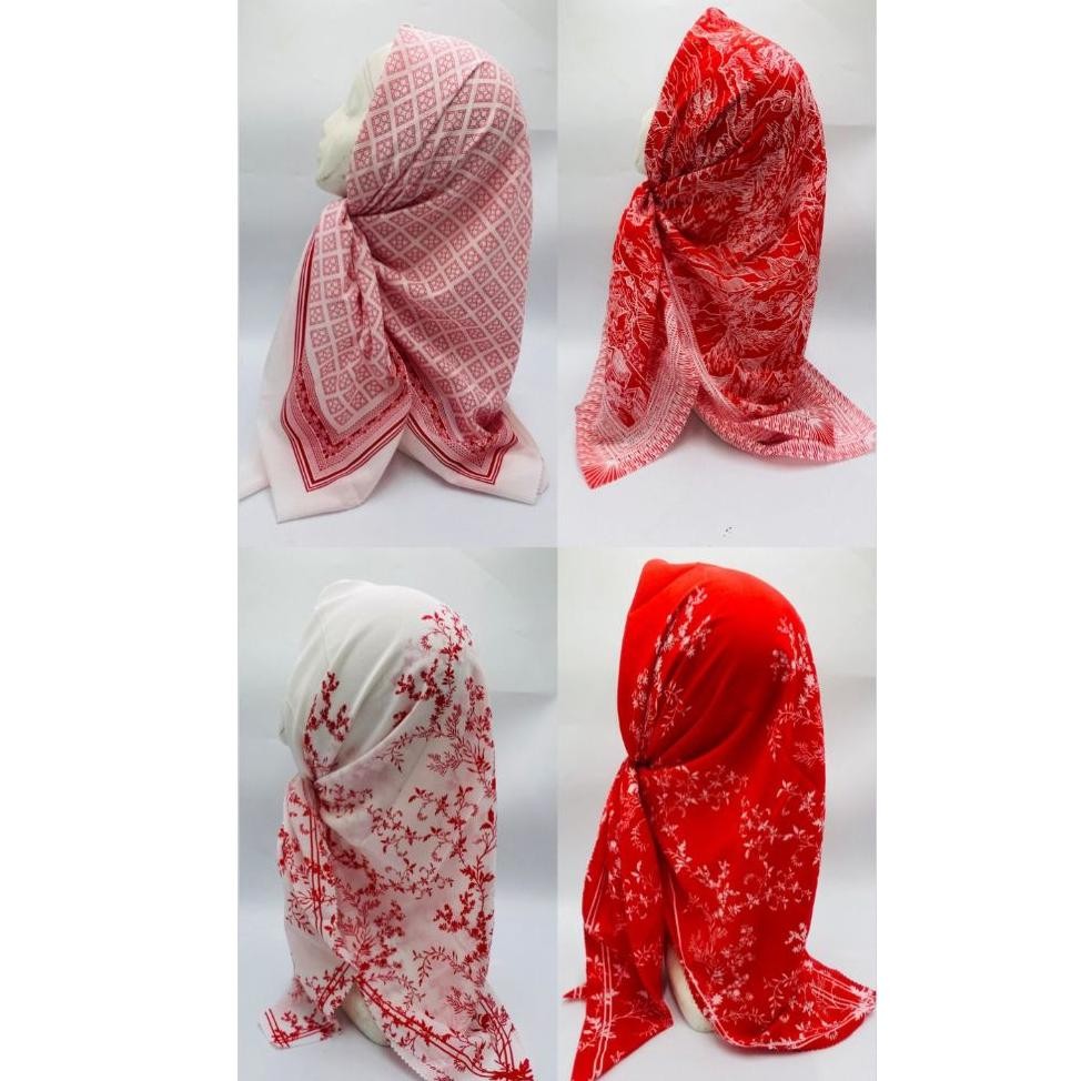 Jilbab Voal Motif Merah Putih