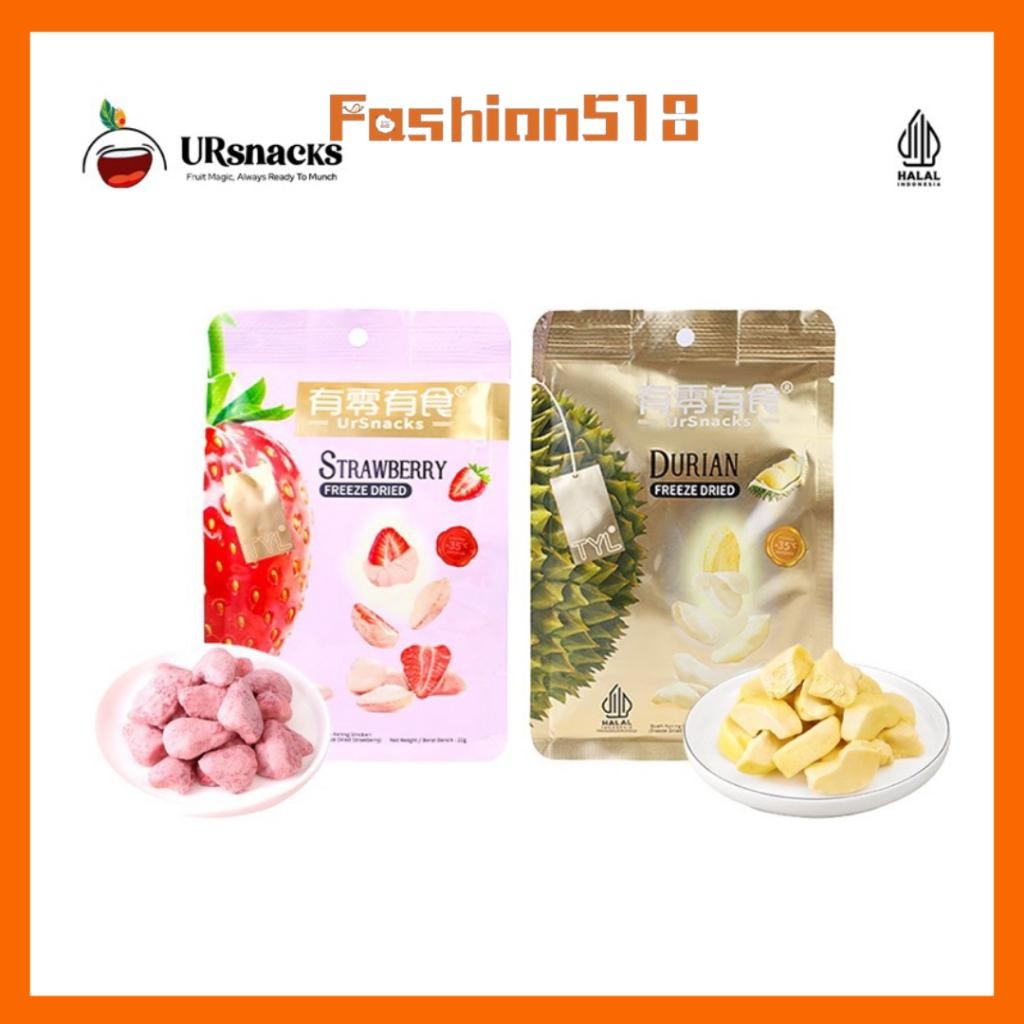 

READY STOCK URSNACKS Bundle Of 2 - Freeze Dried Keripik Sehat Strawberry + Durian ORI!