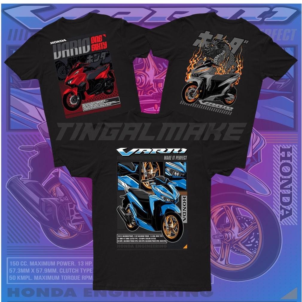 Promo Dtf Kaos Baju Vario Matic T-Shirt Kaos Otomotif Motor Mania Sablon Digital Tingalmake